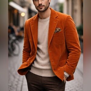 GANT 100% cotton burnt orange corduroy men’s blazer jacket